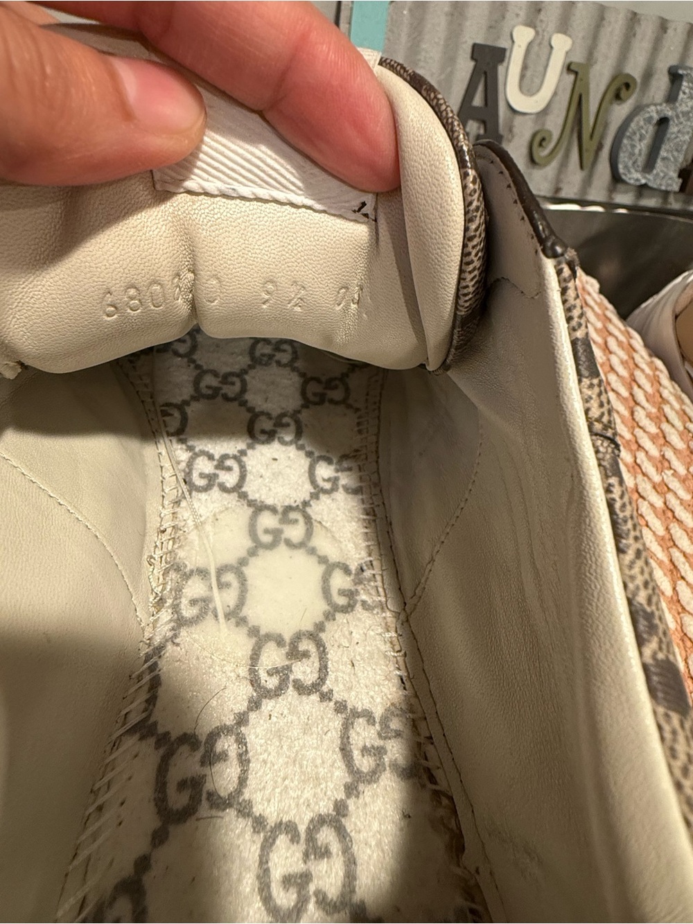 Gucci Beige/Brown Monogram Rhyton Sneakers - Picture 6 of 6